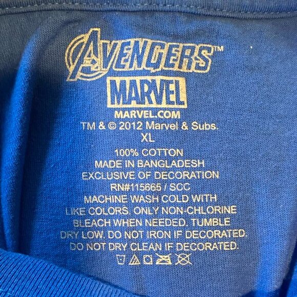 Marvel Avengers Capt America Shield Mens T Shirt Short Sleeve XL Blue 100% Cot. - Picture 4 of 4
